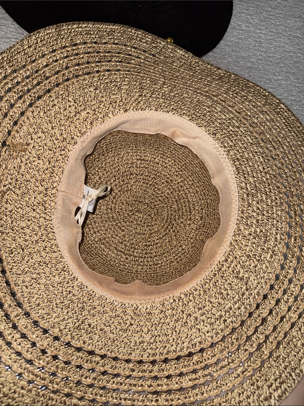 Pack of Two Wide-Brim Floppy Sun Hats — Black and Natural Straw - Picture 5 of 7